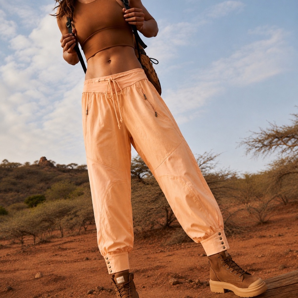 Free People Movement Free Climb Trekker Harem joggers coral peach snap ankles XS - Picture 1 of 11